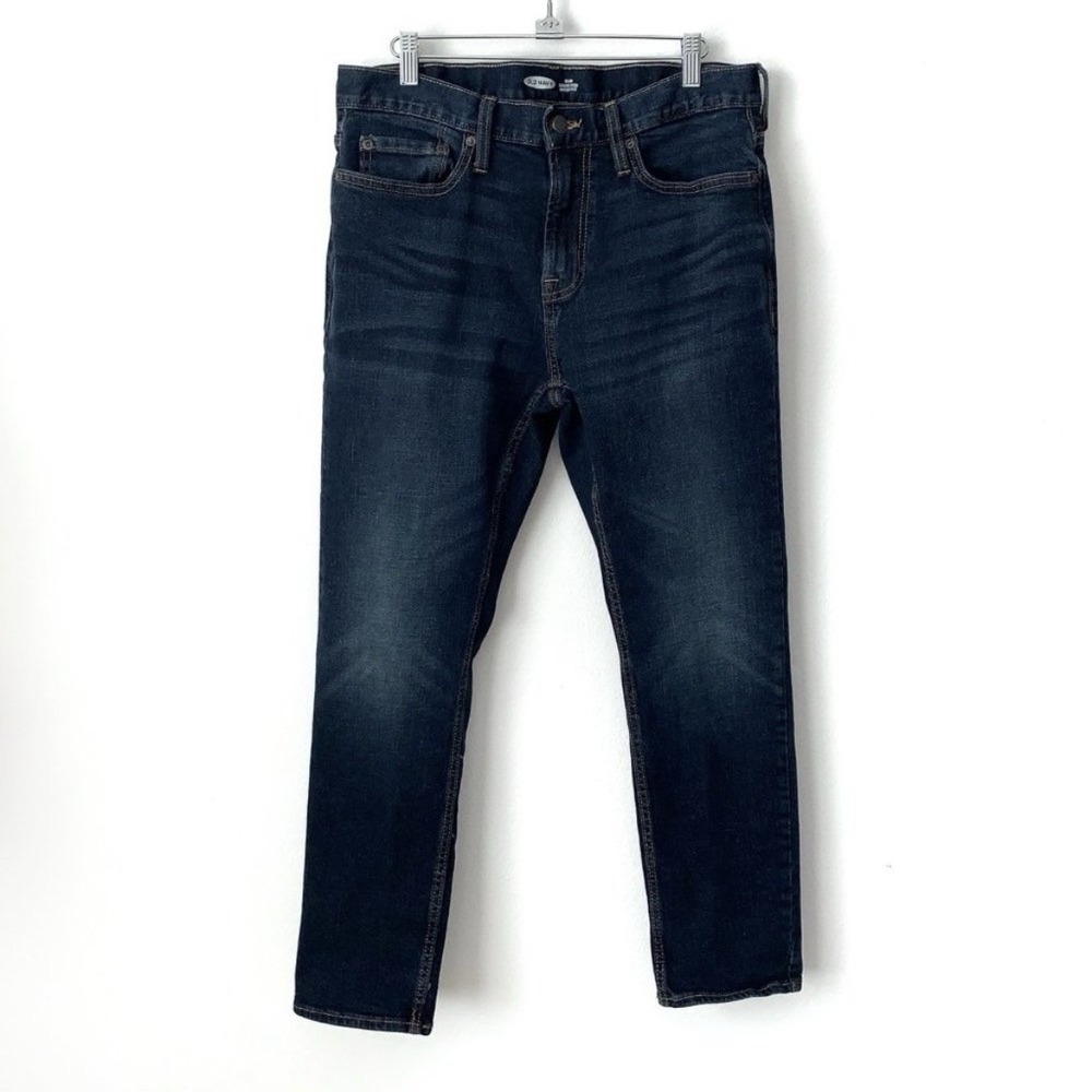 Old Navy Straight Leg Jeans Men's 36 X30 Blue Stretch Slim Fit Denim Cotton Y2K